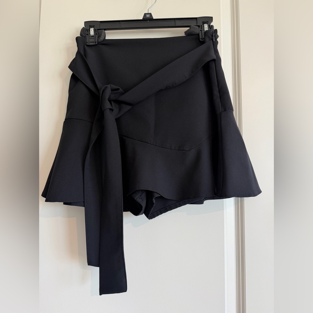 Zara Black Wrap Skort with Tie Detail